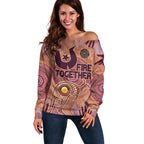 Fire Together NAIDOC 2024 Off Shoulder Sweater Indigenous Cultural Spirit