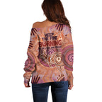 Fire Together NAIDOC 2024 Off Shoulder Sweater Indigenous Cultural Spirit