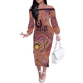Fire Together NAIDOC 2024 Off The Shoulder Long Sleeve Dress Indigenous Cultural Spirit