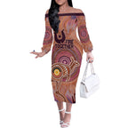 Fire Together NAIDOC 2024 Off The Shoulder Long Sleeve Dress Indigenous Cultural Spirit