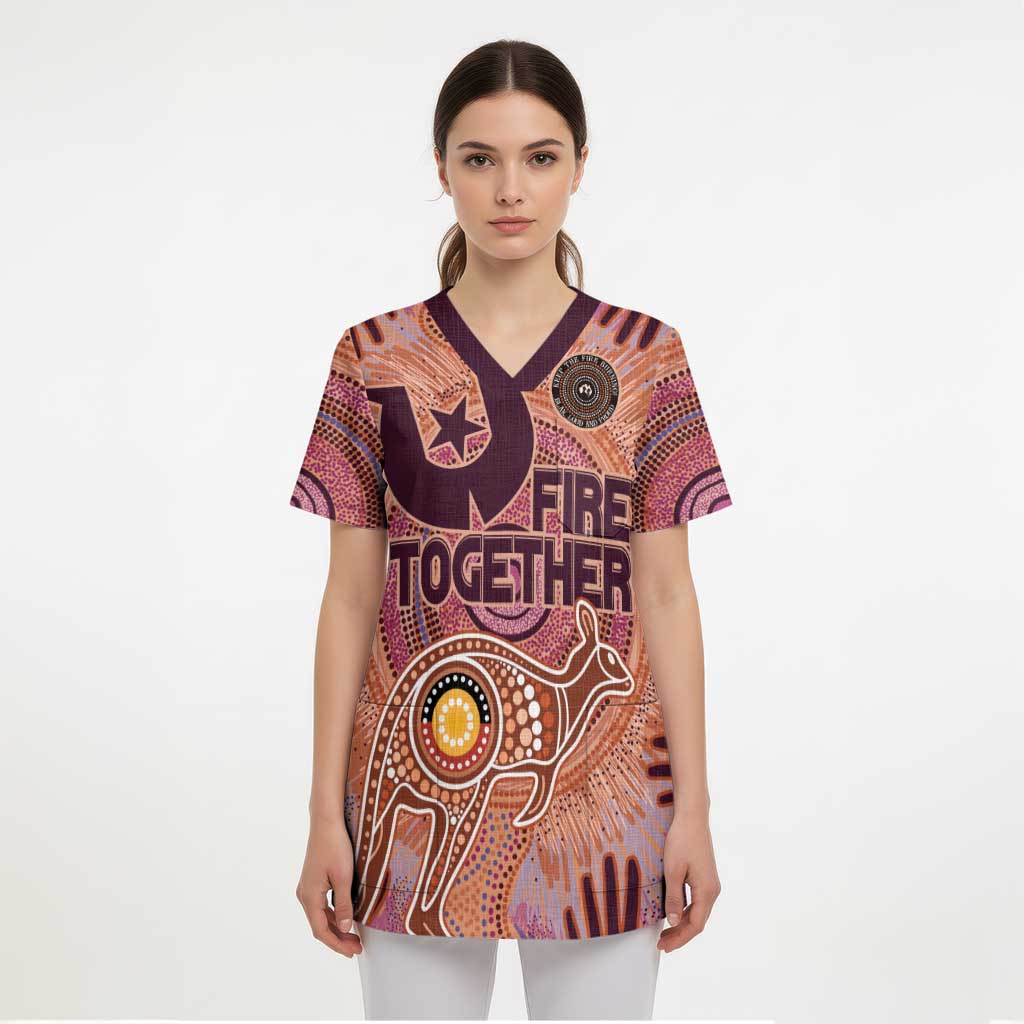 Fire Together NAIDOC 2024 Scrub Top Indigenous Cultural Spirit - Aussie Hoodie
