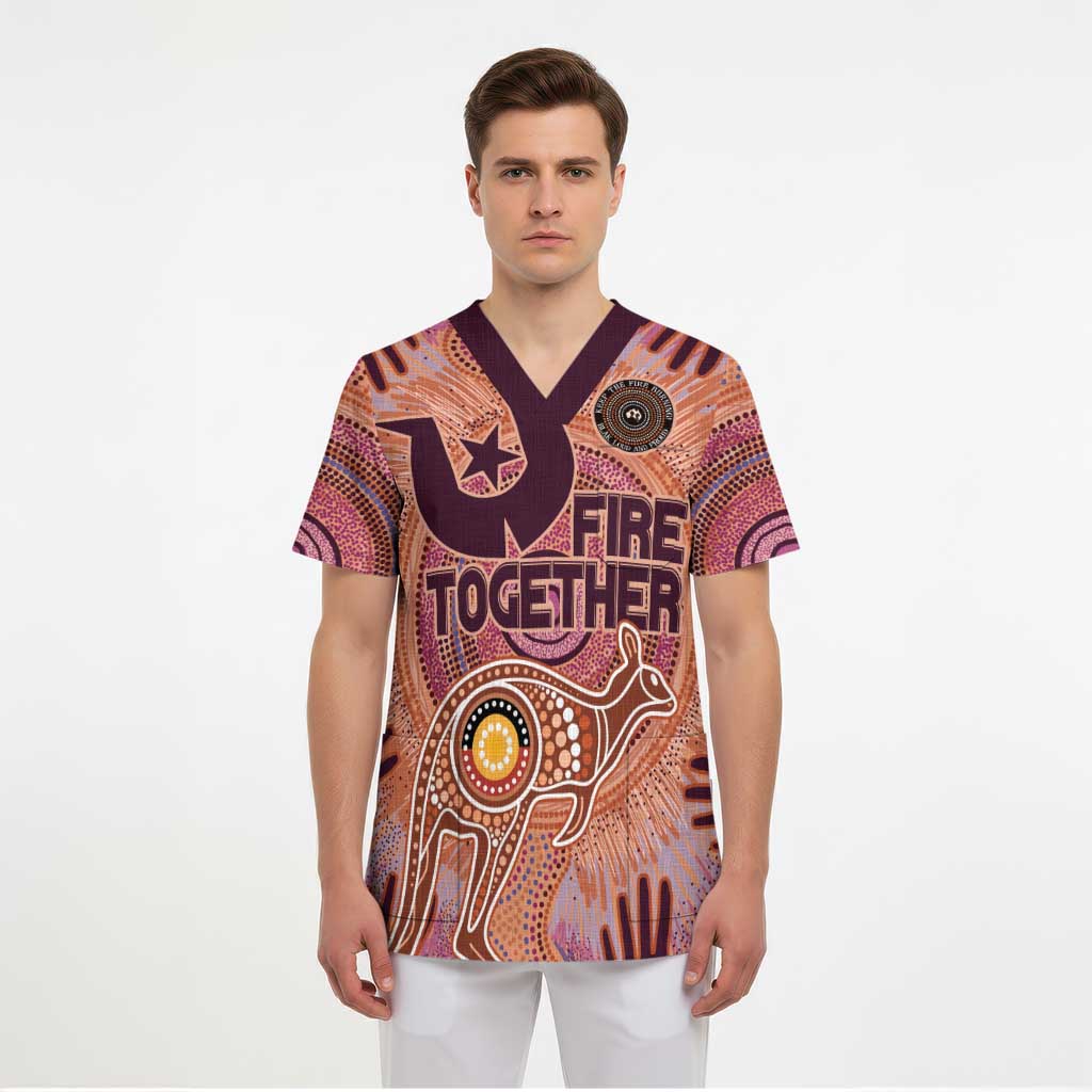 Fire Together NAIDOC 2024 Scrub Top Indigenous Cultural Spirit - Aussie Hoodie