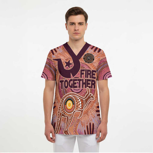 Fire Together NAIDOC 2024 Scrub Top Indigenous Cultural Spirit - Aussie Hoodie