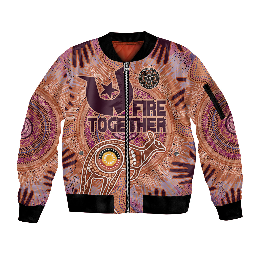 Fire Together NAIDOC 2024 Sleeve Zip Bomber Jacket Indigenous Cultural Spirit