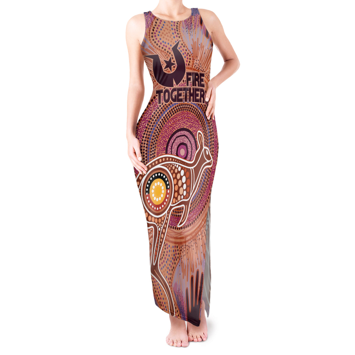 Fire Together NAIDOC 2024 Tank Maxi Dress Indigenous Cultural Spirit