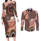 Generational Warriors NAIDOC 2024 Couples Matching Long Sleeve Bodycon Dress and Long Sleeve Button Shirt Make a Fire Indigenous Cultural Spirit