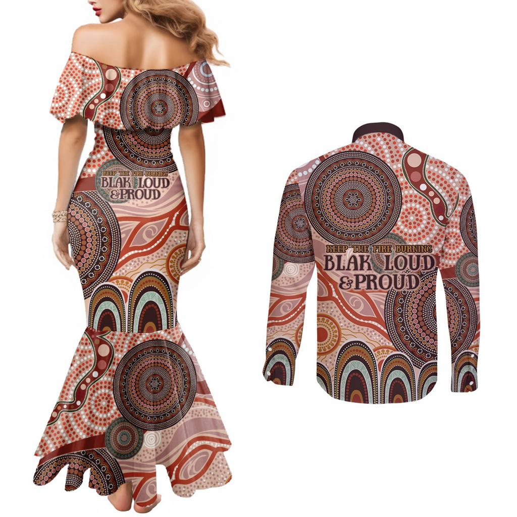 Generational Warriors NAIDOC 2024 Couples Matching Mermaid Dress and Long Sleeve Button Shirt Make a Fire Indigenous Cultural Spirit