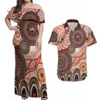 Generational Warriors NAIDOC 2024 Couples Matching Off Shoulder Maxi Dress and Hawaiian Shirt Make a Fire Indigenous Cultural Spirit