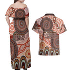 Generational Warriors NAIDOC 2024 Couples Matching Off Shoulder Maxi Dress and Hawaiian Shirt Make a Fire Indigenous Cultural Spirit