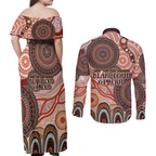 Generational Warriors NAIDOC 2024 Couples Matching Off Shoulder Maxi Dress and Long Sleeve Button Shirt Make a Fire Indigenous Cultural Spirit