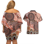 Generational Warriors NAIDOC 2024 Couples Matching Off Shoulder Short Dress and Hawaiian Shirt Make a Fire Indigenous Cultural Spirit