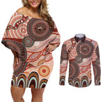 Generational Warriors NAIDOC 2024 Couples Matching Off Shoulder Short Dress and Long Sleeve Button Shirt Make a Fire Indigenous Cultural Spirit