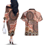 Generational Warriors NAIDOC 2024 Couples Matching Off The Shoulder Long Sleeve Dress and Hawaiian Shirt Make a Fire Indigenous Cultural Spirit