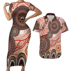 Generational Warriors NAIDOC 2024 Couples Matching Short Sleeve Bodycon Dress and Hawaiian Shirt Make a Fire Indigenous Cultural Spirit