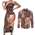 Generational Warriors NAIDOC 2024 Couples Matching Short Sleeve Bodycon Dress and Long Sleeve Button Shirt Make a Fire Indigenous Cultural Spirit