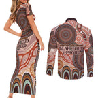 Generational Warriors NAIDOC 2024 Couples Matching Short Sleeve Bodycon Dress and Long Sleeve Button Shirt Make a Fire Indigenous Cultural Spirit