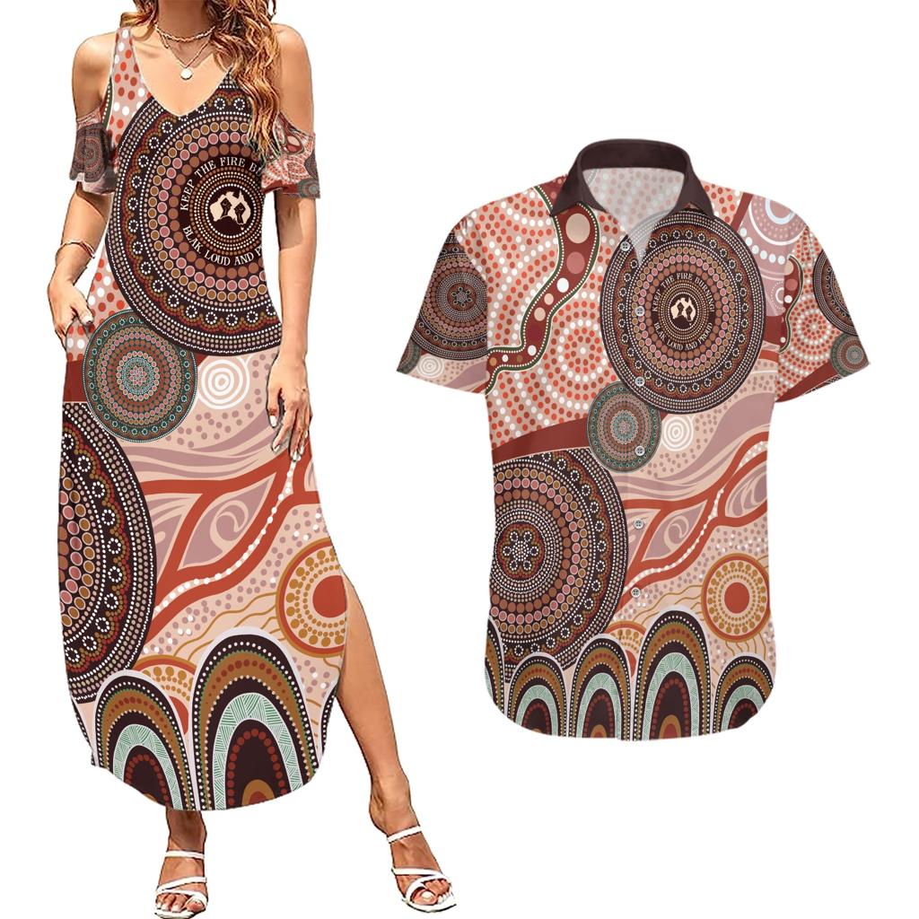 Generational Warriors NAIDOC 2024 Couples Matching Summer Maxi Dress and Hawaiian Shirt Make a Fire Indigenous Cultural Spirit
