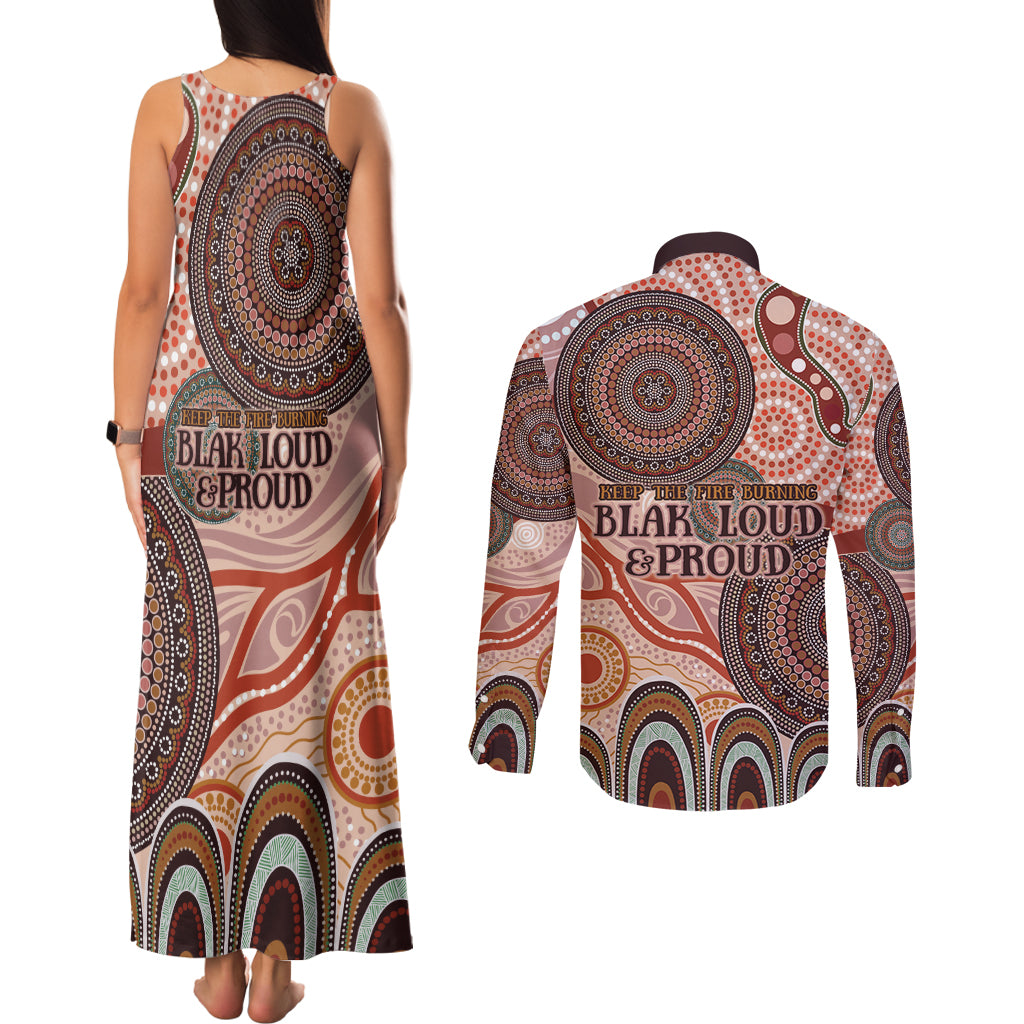Generational Warriors NAIDOC 2024 Couples Matching Tank Maxi Dress and Long Sleeve Button Shirt Make a Fire Indigenous Cultural Spirit