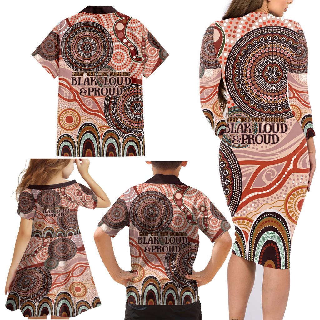 Generational Warriors NAIDOC 2024 Family Matching Long Sleeve Bodycon Dress and Hawaiian Shirt Make a Fire Indigenous Cultural Spirit