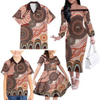 Generational Warriors NAIDOC 2024 Family Matching Off Shoulder Long Sleeve Dress and Hawaiian Shirt Make a Fire Indigenous Cultural Spirit