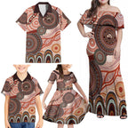 Generational Warriors NAIDOC 2024 Family Matching Off Shoulder Maxi Dress and Hawaiian Shirt Make a Fire Indigenous Cultural Spirit