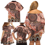 Generational Warriors NAIDOC 2024 Family Matching Off Shoulder Short Dress and Hawaiian Shirt Make a Fire Indigenous Cultural Spirit