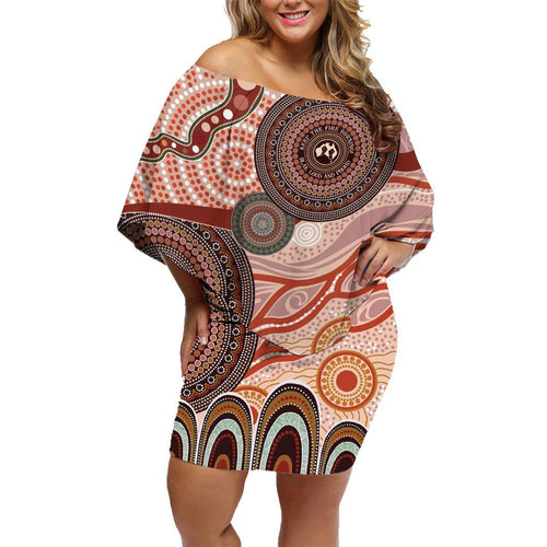 Generational Warriors NAIDOC 2024 Family Matching Off Shoulder Short Dress and Hawaiian Shirt Make a Fire Indigenous Cultural Spirit