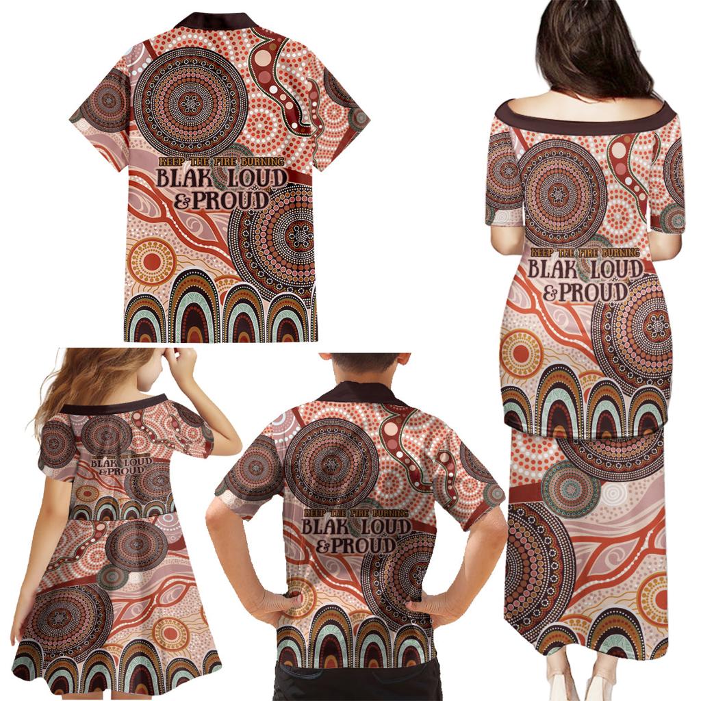 Generational Warriors NAIDOC 2024 Family Matching Puletasi and Hawaiian Shirt Make a Fire Indigenous Cultural Spirit
