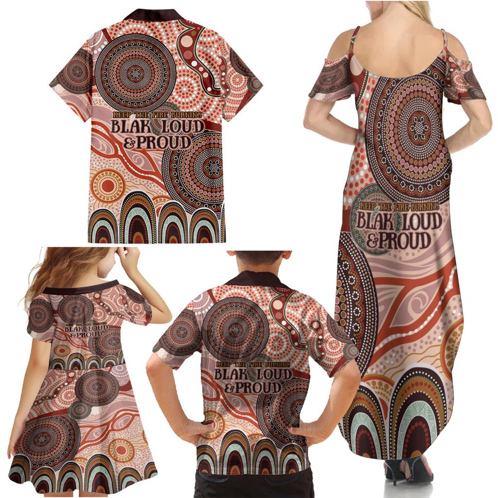 Generational Warriors NAIDOC 2024 Family Matching Summer Maxi Dress and Hawaiian Shirt Make a Fire Indigenous Cultural Spirit