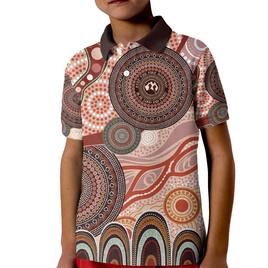 Generational Warriors NAIDOC 2024 Kid Polo Shirt Make a Fire Indigenous Cultural Spirit