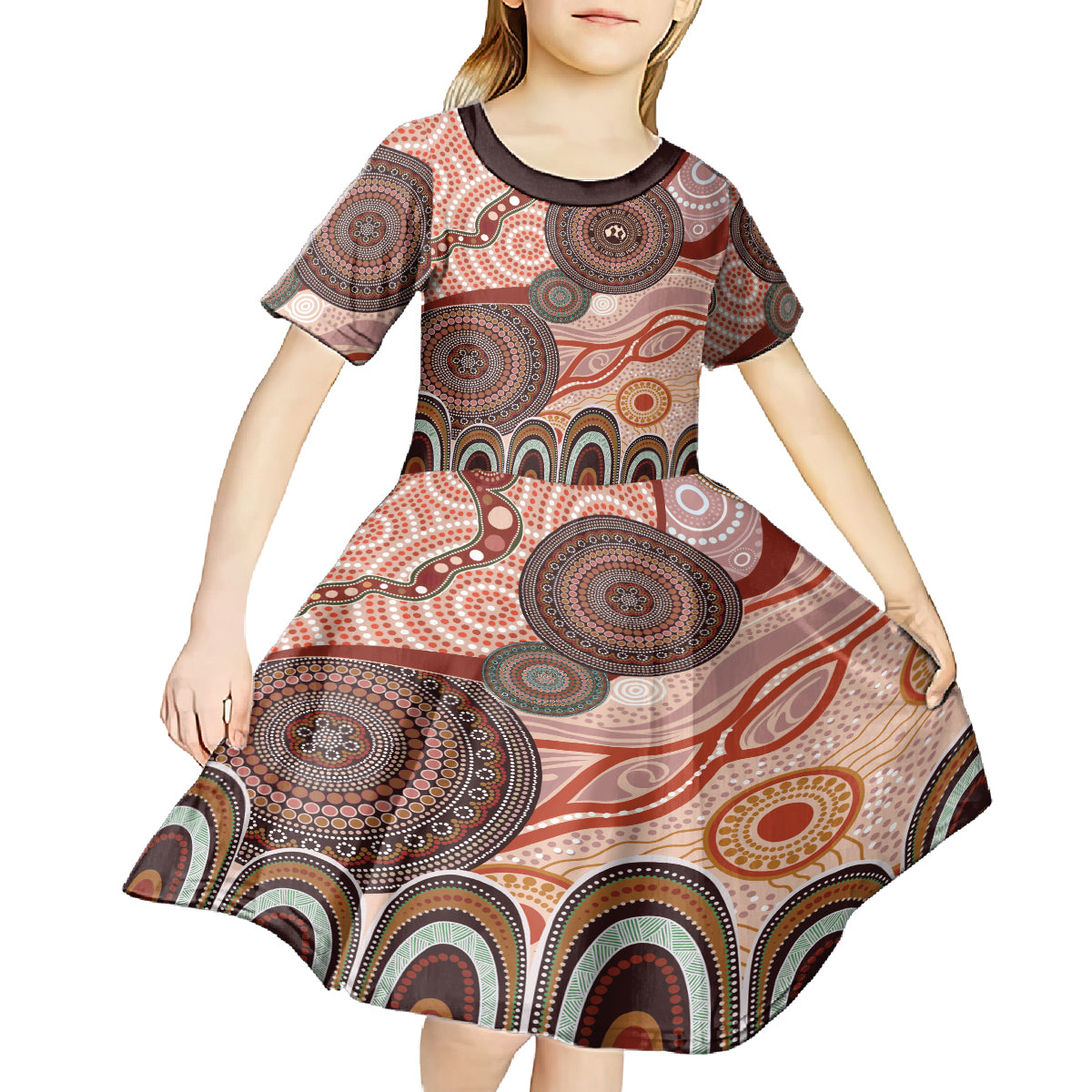 Generational Warriors NAIDOC 2024 Kid Short Sleeve Dress Make a Fire Indigenous Cultural Spirit