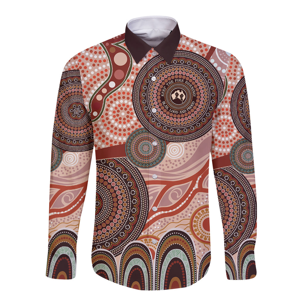 Generational Warriors NAIDOC 2024 Long Sleeve Button Shirt Make a Fire Indigenous Cultural Spirit