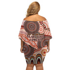 Generational Warriors NAIDOC 2024 Off Shoulder Short Dress Make a Fire Indigenous Cultural Spirit