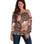 Generational Warriors NAIDOC 2024 Off Shoulder Sweater Make a Fire Indigenous Cultural Spirit