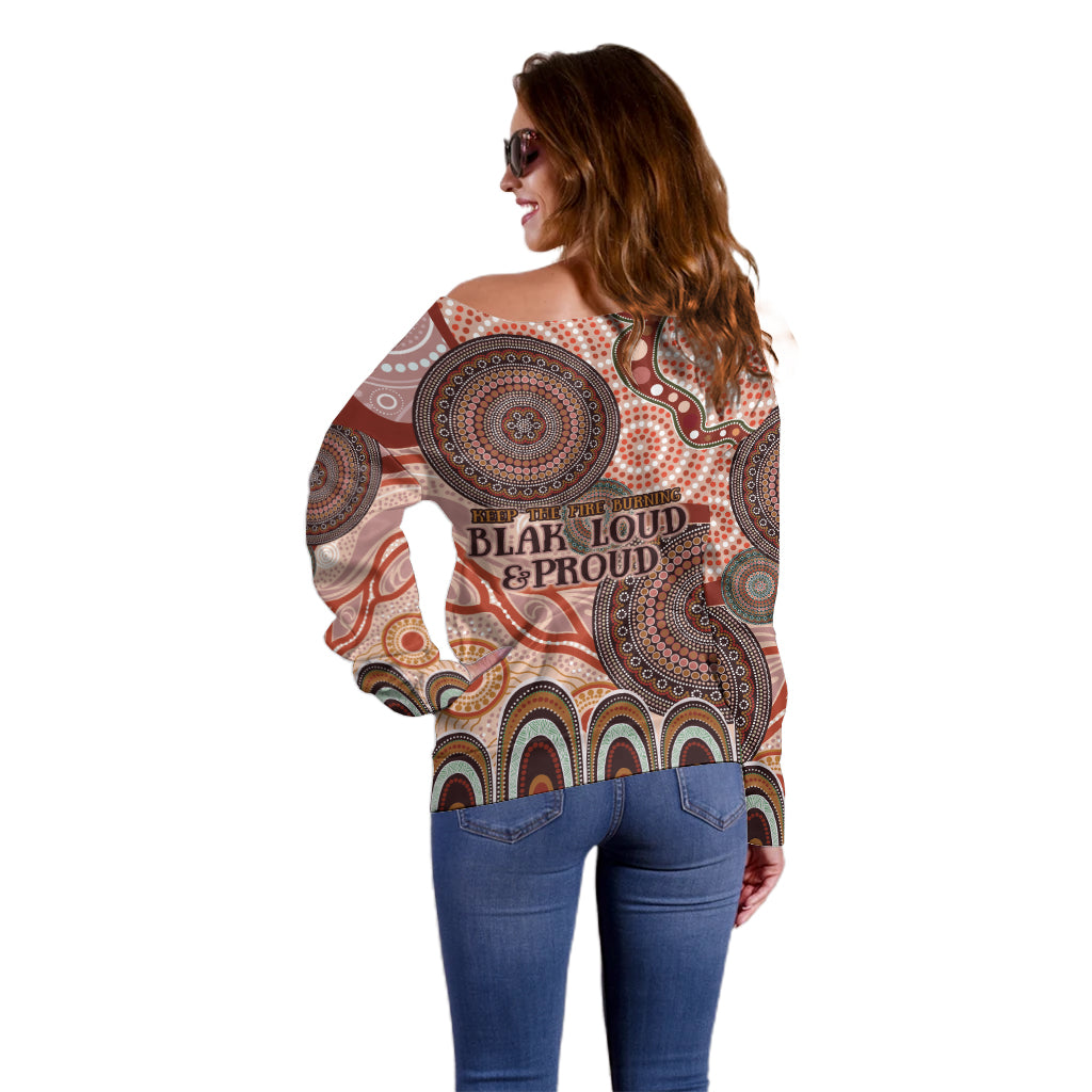 Generational Warriors NAIDOC 2024 Off Shoulder Sweater Make a Fire Indigenous Cultural Spirit
