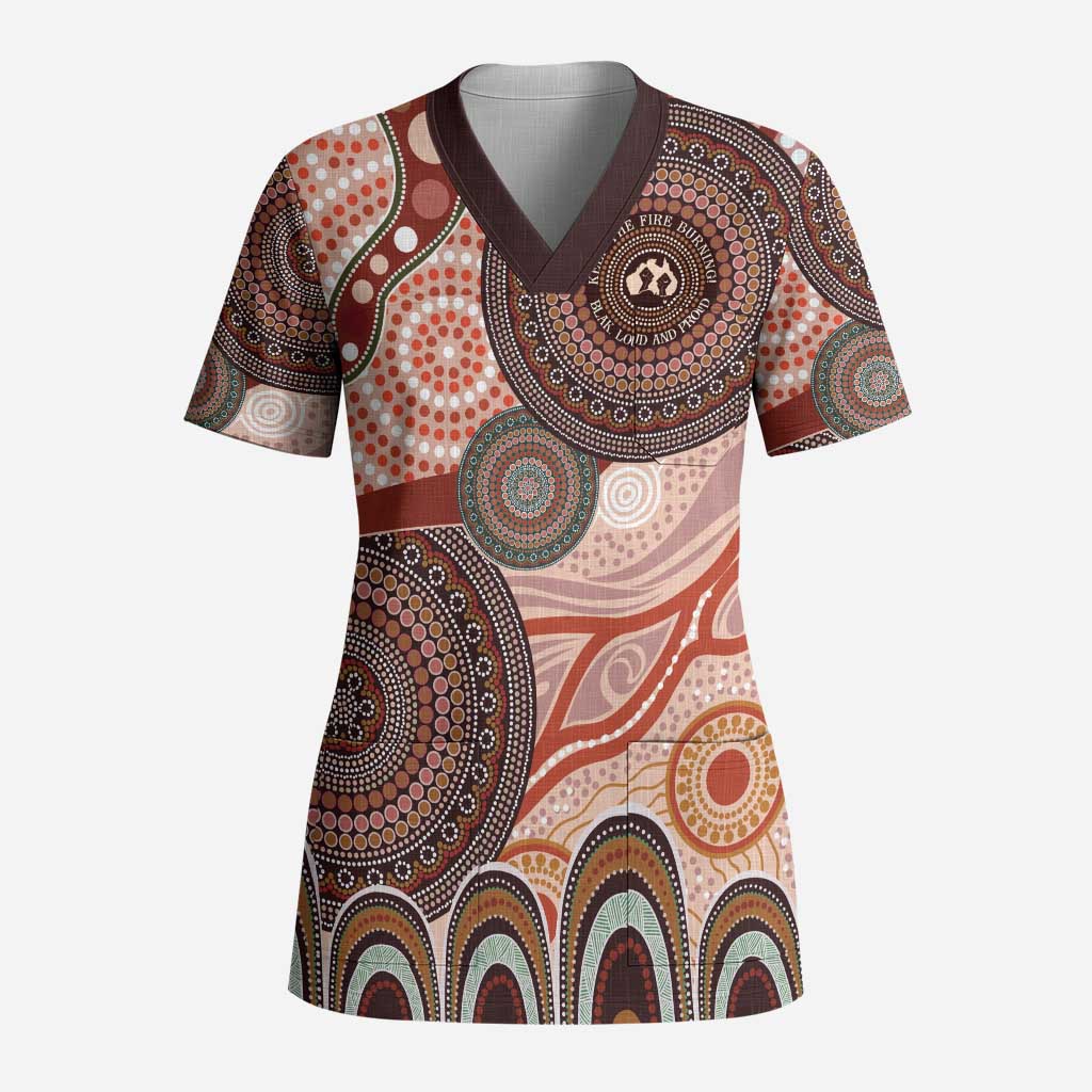 Generational Warriors NAIDOC 2024 Scrub Top Make a Fire Indigenous Cultural Spirit - Aussie Hoodie