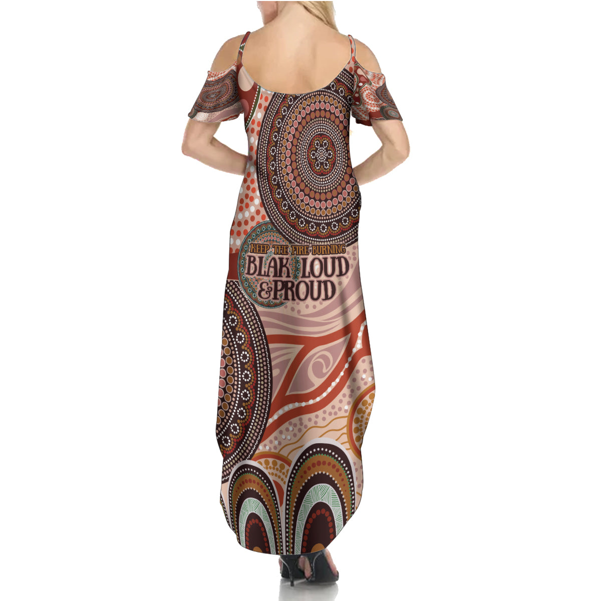 Generational Warriors NAIDOC 2024 Summer Maxi Dress Make a Fire Indigenous Cultural Spirit