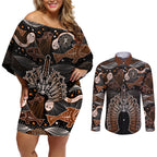 Torres Strait Islander NAIDOC 2024 Couples Matching Off Shoulder Short Dress and Long Sleeve Button Shirt Dhari Headdress Indigenous Cultural Spirit
