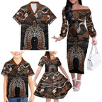 Torres Strait Islander NAIDOC 2024 Family Matching Off Shoulder Long Sleeve Dress and Hawaiian Shirt Dhari Headdress Indigenous Cultural Spirit