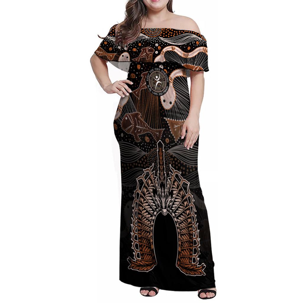 Torres Strait Islander NAIDOC 2024 Family Matching Off Shoulder Maxi Dress and Hawaiian Shirt Dhari Headdress Indigenous Cultural Spirit