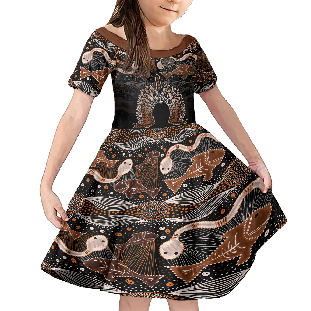 Torres Strait Islander NAIDOC 2024 Kid Short Sleeve Dress Dhari Headdress Indigenous Cultural Spirit