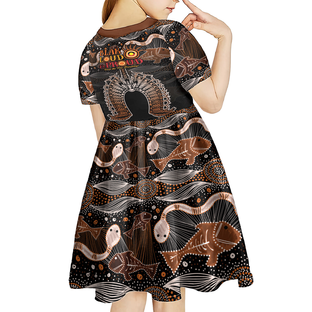 Torres Strait Islander NAIDOC 2024 Kid Short Sleeve Dress Dhari Headdress Indigenous Cultural Spirit