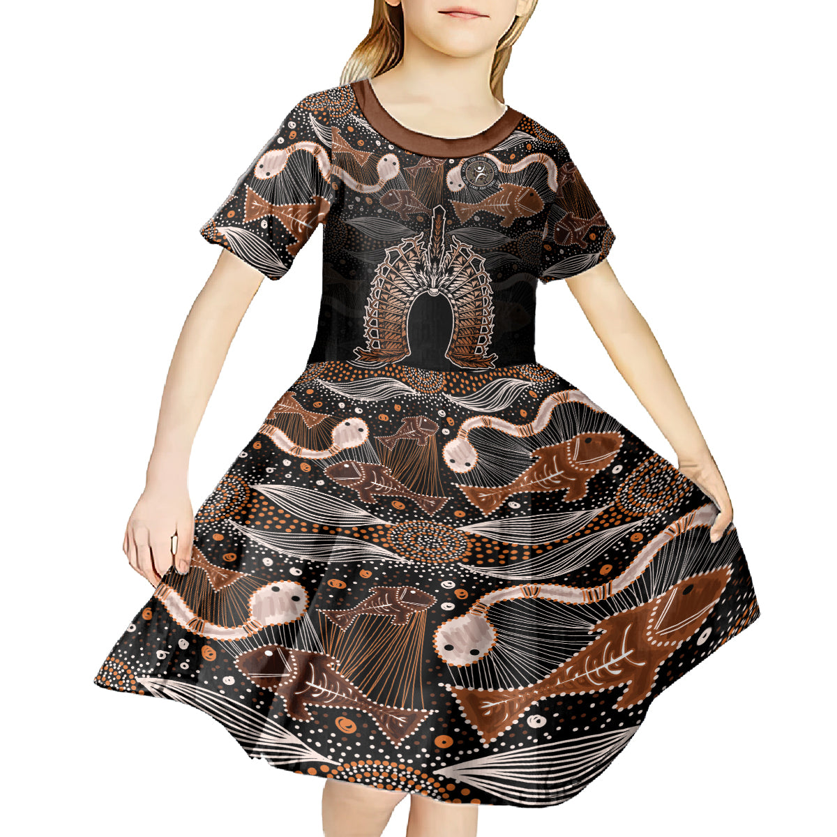 Torres Strait Islander NAIDOC 2024 Kid Short Sleeve Dress Dhari Headdress Indigenous Cultural Spirit