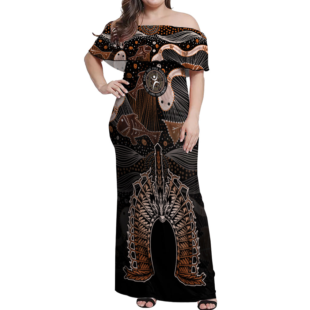 Torres Strait Islander NAIDOC 2024 Off Shoulder Maxi Dress Dhari Headdress Indigenous Cultural Spirit