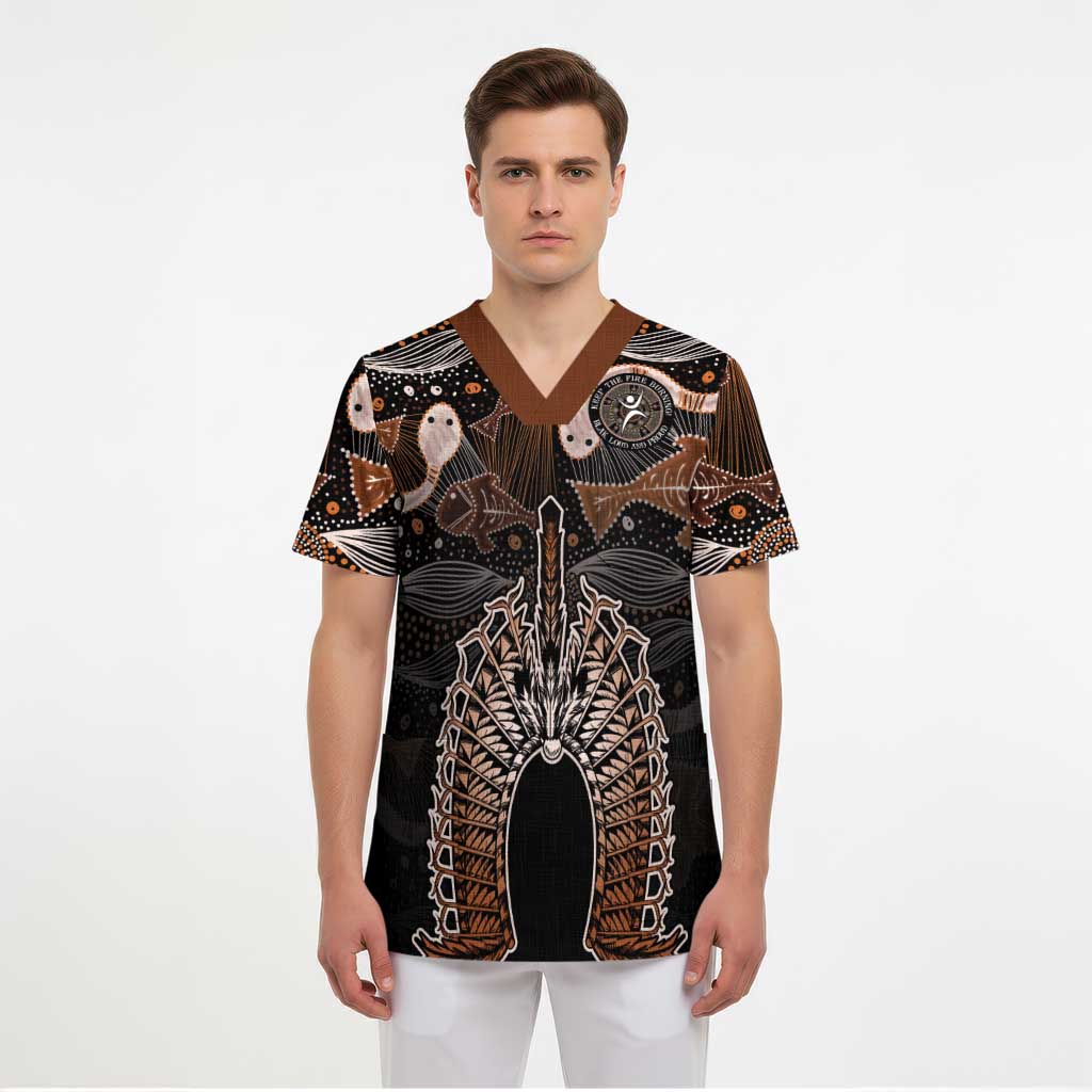 Torres Strait Islander NAIDOC 2024 Scrub Top Dhari Headdress Indigenous Cultural Spirit - Aussie Hoodie