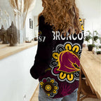 NRL Brisbane Broncos Rugby 1987 Aboriginal Women Casual Shirt LT9