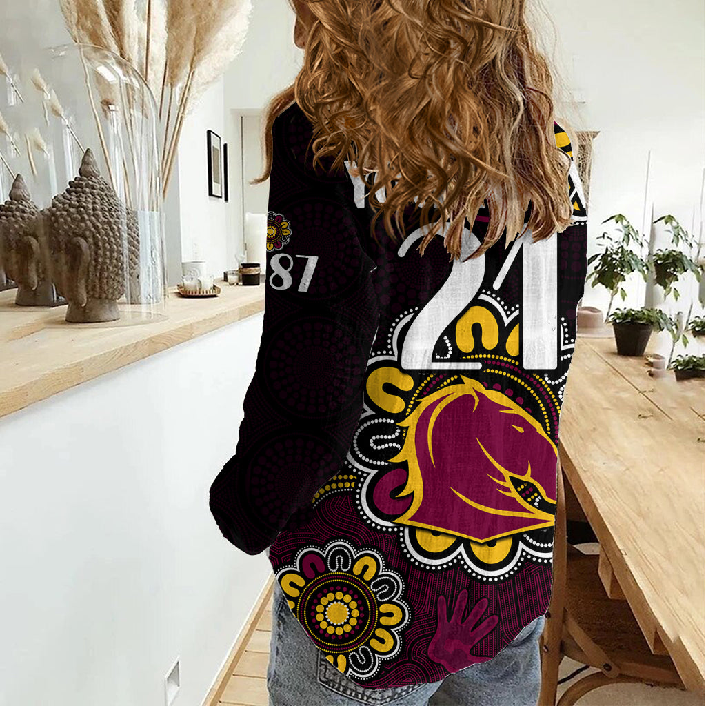 (Custom Personalised) NRL Brisbane Broncos Rugby 1987 Aboriginal Women Casual Shirt LT9