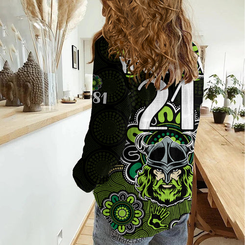 (Custom Personalised) NRL Canberra Raiders Rugby 1981 Aboriginal Women Casual Shirt LT9