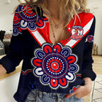 (Custom Personalised) NRL Sydney Roosters Rugby 1908 Aboriginal Women Casual Shirt LT9