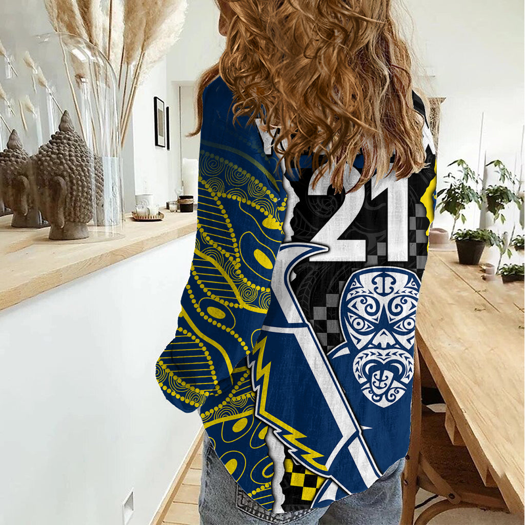 (Custom Text And Number) NRL Combine Warriors and Cowboys Women Casual Shirt Maori mixed Aboriginal LT9